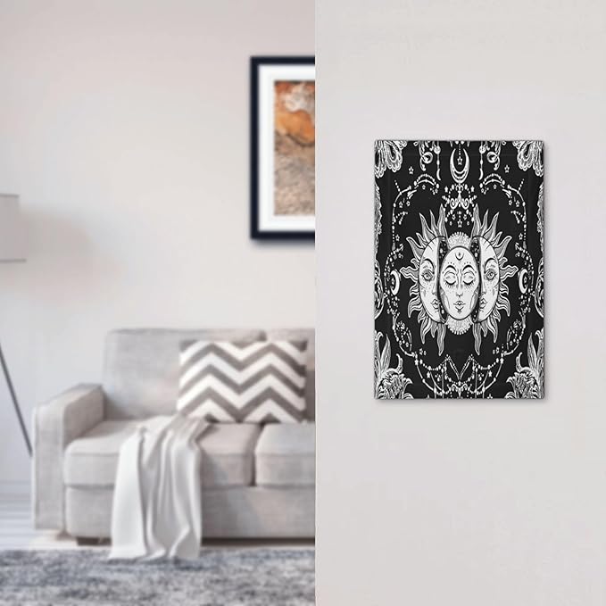 Light Switch Cover Plate Psychedelic Sun and Moon Wall Plate Cover 1 Gang Black and White Blank No Device Decorative Outlet Covers Electrical Switchplate for Bathroom Bedroom Home Decor