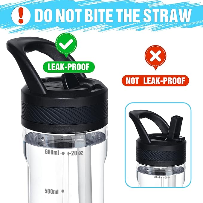 OLDLEY 20 kids Water Bottle with Straw,Tritan BPA-Free,Leak-Proof Design for Travel,Home, School, (Clear)