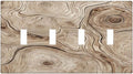 Tree Annual Rings Burl Texture Brown Wood Grain Print Light Switch Covers Quad Toggle Electrical Faceplate 4 Gang Wall Plate Decorative Switch Plates Cover for Farmhouse Bedroom Decor
