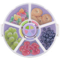 JOOPETALK Kids Reusable Rotating Snack Container with 5 Separate Compartments, Color Matching Opening Lid, BPA/PVC-Free, Dishwasher Safe, Perfect for Travel, School Lunches & On-the-Go Snacking-Purple
