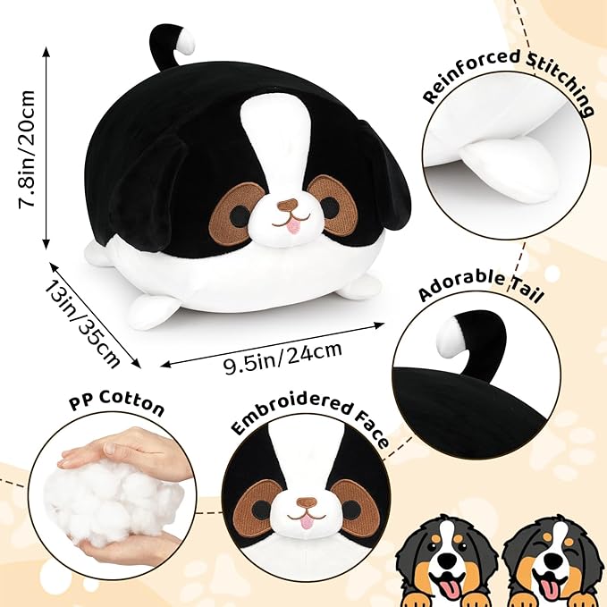 Bernese Mountain Dog Stuffed Animal,13 Inch Dog Plush Pillow,Cute Big Bernese Mountain Dogs Plush Toys,Soft Sleep Hugging Pillow Anime Kawaii Puppy Stuffed Animal Gifts for Kids Boys Girls