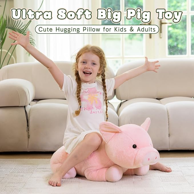 BENINY Giant Pig Stuffed Animal 30" - Large Stuffed Pink Pig Plush, Ultra Soft Big Farm Plush Toy, Cute Hugging Pillow for Kids & Adults
