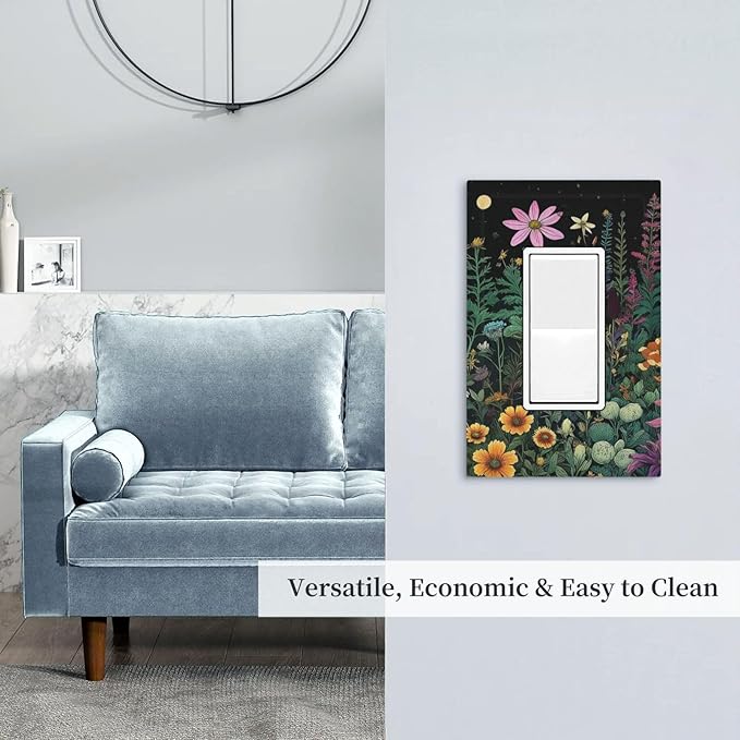 Decorative Outlet Covers Brainstorming Sketches of Weeds Wildflowers Plants 1 Gang Single Decora GFCI Device Light Switch Covers Plate 1 Rocker Wall Plate Jumbo Face Plate