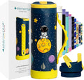 Elemental Iconic Kids Water Bottle for School - 100% Leak-Proof Insulated Water Bottles with Straw Lid & Pop-It Handle for Boys & Girls - Triple-Wall Insulated & BPA-Free, 14oz – Little Astronaut