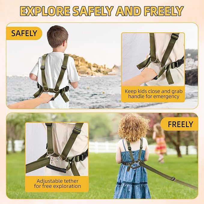 Safety Walking Harness for Big Kids 6-12, Anti-Elopement Vest Harness for Autism Special Needs ADHD, Reflective Leash with Handle for Autistic, Active Children, Adjustable Tether for Travel and Crowds