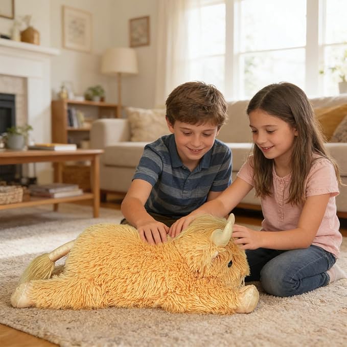 WDXDSOB Weighted Highland Cow Stuffed Animals, 4.2 Lbs Weighted Highland Cow Plush for Kids & Adults, 21.6 Inch Large Cattle Pillow Toy Gift for Christmas Birthday Gift