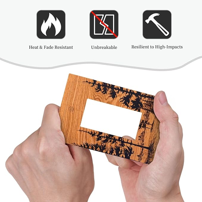Pine Forest Natural Scenery Silhouette Wood Grain Decorative Outlet Covers 1 Gang Single Rocker Light Switch Cover Plate Wall Plates GFCI Faceplate for Farmhouse Home Decor