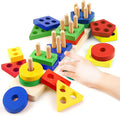 Montessori Toys for 1 2 3 Year Old Girls Boys, Wooden Sensory Toys for 1-3 Year Old Birthday Gifts, Education Toddler Puzzles Toddler Easter Basket Stuffers Learning Toy Activities Puzzles Ages 1-3