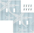 Outlet Covers Blue Wooden Plank Starfish Ocean Vintage 1 Gang Duplex Light Switch Cover Plate Decorative Wall Plates Electrical Switchplate Receptacle for Bathroom Bedroom Decor（2 Pack）
