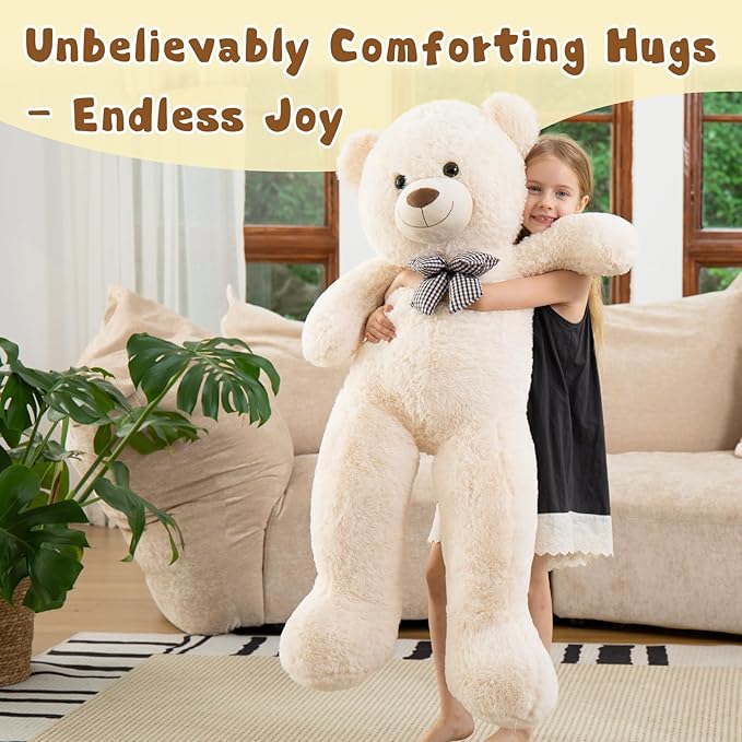 MorisMos Giant White Teddy Bear 4 Feet, Cute 47inch Stuffed Animal Big Teddy Bear Plush, Classic Girlfriend Boyfriend Birthday Gift, Christmas, Party Favor