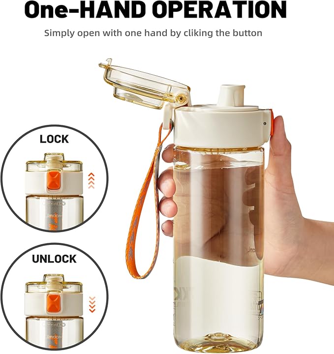 TKK Sports Water Bottle, 17oz Tritan Kid Jug with Leak Proof Lid & Handle Strap & Built-In Infuser - BPA-Free, Easy-Clean Design for Gym, Office & Outdoor Travel, White