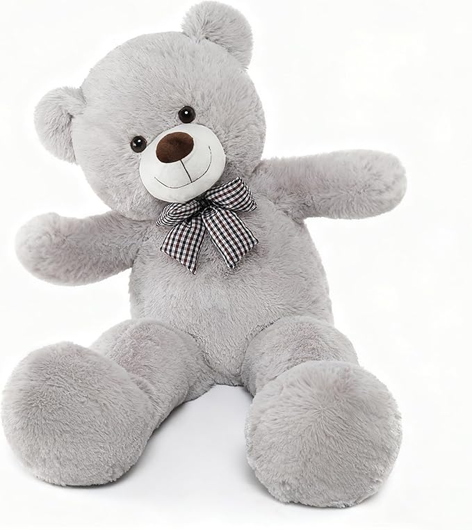MorisMos Giant Teddy Bear 4 Feet, 47inch Big Stuffed Animal Large Teddy Bear Plush, Classic Girlfriend Boyfriend Birthday Gift, Gray