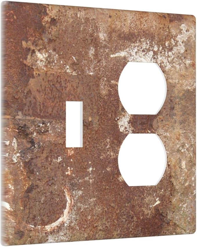 Wallplates Shabby Old Aged Rusty Antique Brass Metal 1 Toggle 1 Duplex Switch Plate Electrical Gfci Faceplate Decorative Light Switch Covers For Farmhouse Cabin Decor