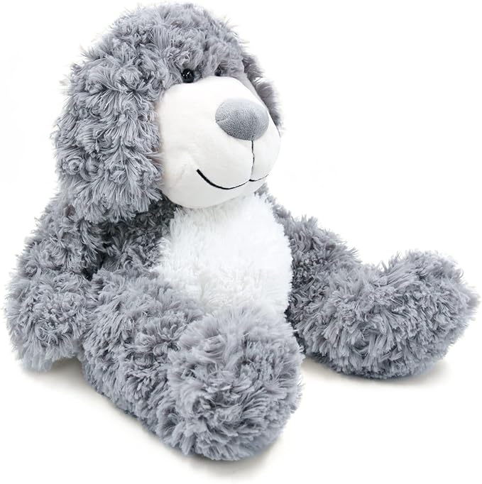 WEIGEDU Smiling Gray Puppy Dog Stuffed Animal Plush Toys– Soft Shaggy Plush with Floppy Ears & White Belly, Cuddly Toy for Kids Boys Girls Birthday Nursery Bedtime Easter Gifts, 17.7 inches