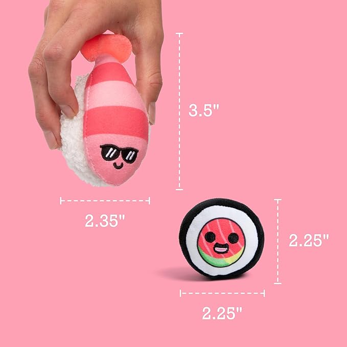 Emotional Support Sushi by Relatable, Cuddly Stuffed Animals and Plushies Set, Small Gifts for Mom, Includes 5 Sushi Plush Toys with Carrying Basket