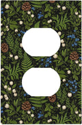 Mystical Forest Floor Duplex Wall Plate - 1-Gang Standard US Size Dark Botanical Fern & Berry Outlet Covers, Cottagecore Woodland for Farmhouse Home Decor