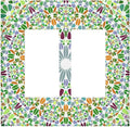 Mandala Flower Abstract Round Mosaic Floral Decorative Outlet Covers 2 Gang Double GFCI Rocker Electrical Wall Panels Light Switch Cover Plate for Bedroom Living Room Decor