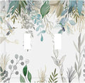 Green Tropical Palm Leaves Flower Plants Hummingbird Decorative Switch Plates 2 Gang Double Toggle Outlet Light Switch Cover Wall Plate Electrical Faceplate for Bed Room Living Room Decor