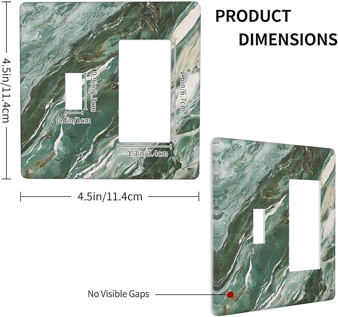 Decorative Toggle Switch Cover Plate with Modern Luxury Green Marble Texture Design 2-Gang 1-Gang Standard Wall Plate Light Switch Cover for Kitchen Bathroom Decor