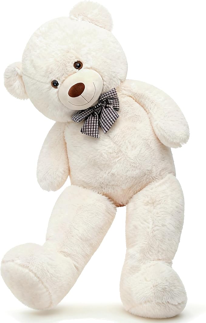 MorisMos Giant White Teddy Bear 4 Feet, Cute 47inch Stuffed Animal Big Teddy Bear Plush, Classic Girlfriend Boyfriend Birthday Gift, Christmas, Party Favor