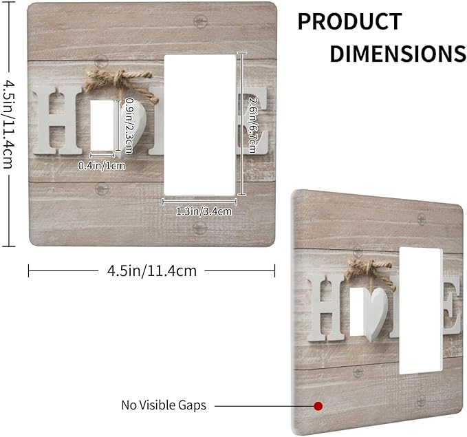 Farm Country Love Home Wood Print 2 Gang Single Toggle/Decorator Combination Light Switch Cover Decorative Combo 1-Toggle/1-GFCI/Rocker Wall Plate Cover