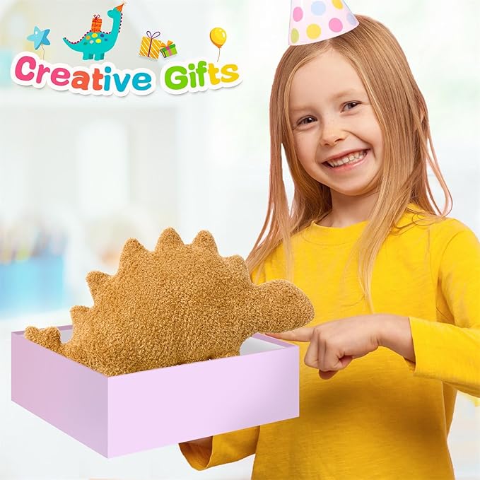 Andywoo Dino Chicken Plush Nuggets Pillow for Funny Birthday Gifts, Cute Funny Stuffed Animals Toy for Boy and Girl, Dinosaur Gifts for Kids Teens and Adults (Kentrosaurus, Small)