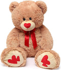 MorisMos Love Heart Giant Teddy Bear, 36 Inch Big Love Bears with Bow Tie, Large Valentines Stuffed Animals for Girlfriend, Boyfriend, Brown