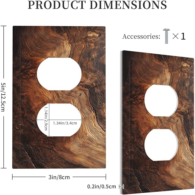 Natural Wood Grain Texture Old Tree Trunk Print Outlet Covers 1 Gang Duplex Light Switch Cover Decorative Switch Plates Electrical Receptacle Faceplate Wall Plate for Farmhouse Home Decor