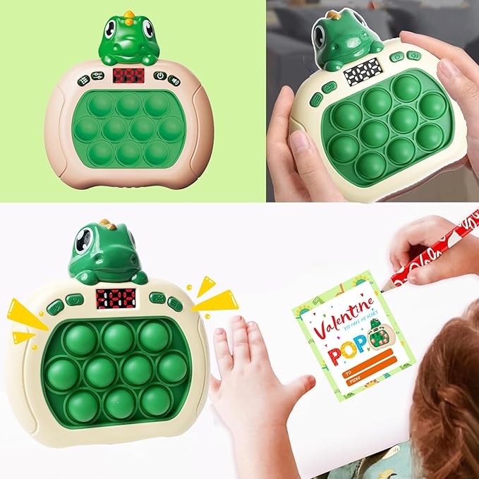 Dinosaur Quick Push Bubble Game,Easter Basket Stuffers Pop Fidget Light up Puzzle Game Sensory Toys,Easter Egg fillers Dinosaur Toys for Kids Boys Girls Toddlers Party Favor