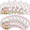40Pcs Farm Animal Birthday Decorations Tableware Set Cute Pink Animal Disposable Plates Napkins Serves 20 Barn Animal Theme Girls Birthday Baby Shower Party Decorations