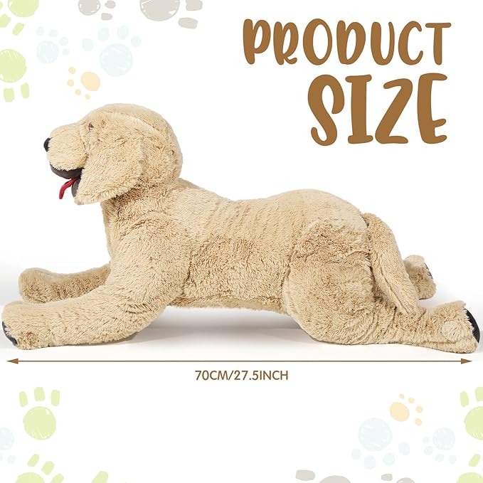 Geosar 27.5" Dog Stuffed Animals Plush, Soft Cuddly Golden Retriever Plush Toys, Large Stuffed Dog Hugging Pillow Gifts for Valentines Kids Girls Boys Birthday