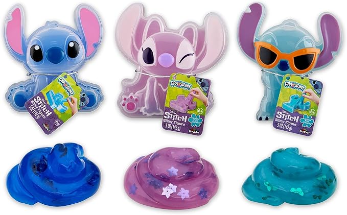 CRA-Z-Art Disney Stitch Shaped Slime Container Set, 3-Pack, Colorful, Fun Slime Play