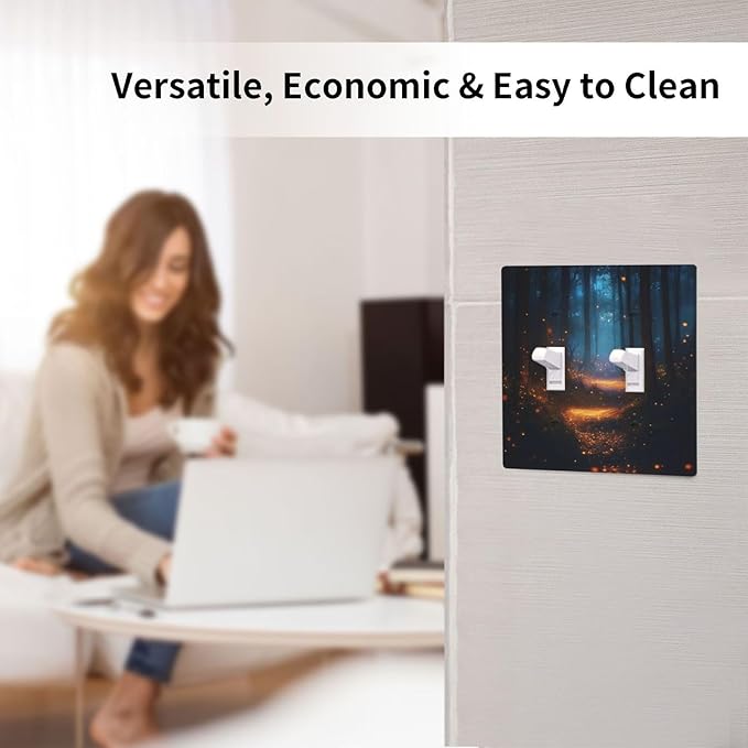 Decorative Art Light Switch Covers Enchanted Glowing Forest 2 Gang Double Toggle Wall Plate Decorative Switchcover Electrical Switchplate for Home Decor