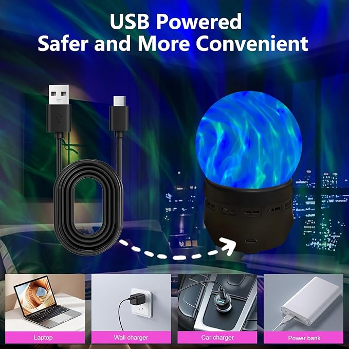 MAXROCK Projector Roating Night Lights for Bedroom Decor, Northern Light Projector, Romantic Muticolor Night Lighting Lamp, Creative Gifts