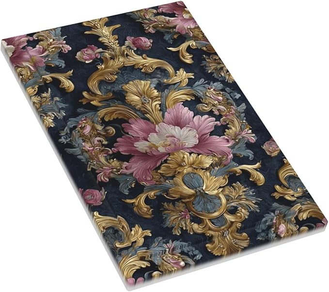 Decorative Light Switch Cover Plate Rococo Pink Floral Flower Gold Leaf 1 Gang No Device Single Blank Outlet Covers Wall Plates for Electrical Outlets Faceplate for Bedroom Home Decor