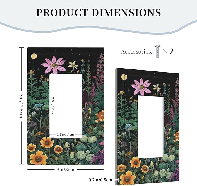 Decorative Outlet Covers Brainstorming Sketches of Weeds Wildflowers Plants 1 Gang Single Decora GFCI Device Light Switch Covers Plate 1 Rocker Wall Plate Jumbo Face Plate