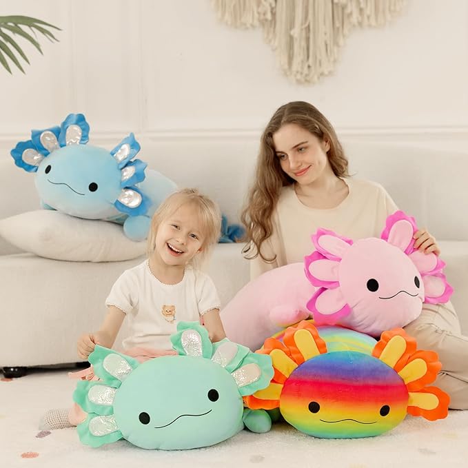 BENINY 39-Inch Giant Hot Pink Axolotl Plush Pillow - Extra Soft Huggable Stuffed Animal, Big Cuddly Toy Gift for Girls & Kids, Holiday Birthday