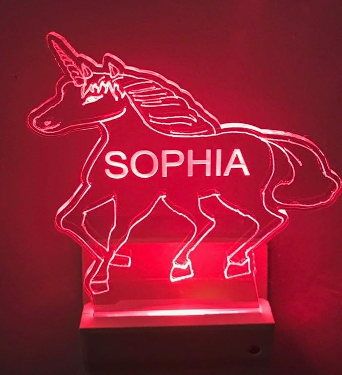MIRROR MANIA Night Light Multi Color Personalized LED Plug-in Ultra-Slim Touch Night Light Smart Dusk to Dawn Sensor Kids Children's Bedroom Kitchen Bathroom Hallway Play Room Variations (Unicorn)