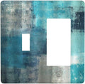 Outlet Covers Teal Blue Modern Geometric Abstract Turquoise Green 1 Toggle 1 Rocker Combination Decorative Wall Plate Electrical Switch Plates Light Switch Cover Plate for living Room Bedroom