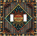 Light Switch Cover Boho Burning Sun Hippie Retro Bohemian Gypsy 2 Gang Wall Plate Double Light Switch Plate Toggle Decorative Outlet Covers Electrical Switchplate for Bathroom Home Decor