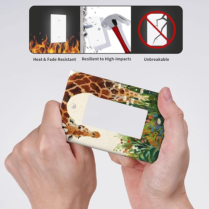 Giraffe Single Rocker Wall Plate Decorative 1 Gang Light Switch Covers Electrical Switchplate Home Decorate Faceplat for Bathroom Bedroom Kitchen Room 4.5 x 2.76 Inch