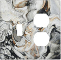 Black Gold Marble Texture Modern Abstract Print Wallplates 1 Toggle 1 Duplex Switch Plate Electrical GFCI Faceplate Decorative Light Switch Covers for Bathroom Kitchen Decor