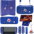 GUTIAL Accessories Bundle for Nintendo Switch OLED - Cute Kawaii NS OLED Accessories kit for Grils Boys Kids with Carrying Case, Cartoon Dockable Cover Case, Screen Protector, Stand - Blue