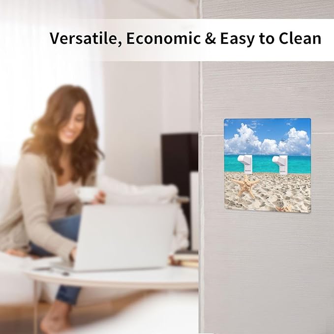 Beach Blue Ocean Double Light Switch Cover Plates Decorative 2 Gang Wall Plate Double Toggle Lightswitch Cover
