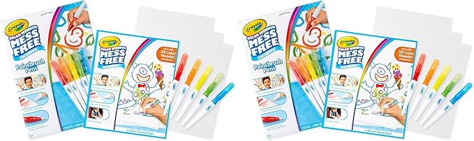 Crayola Color Wonder Paintbrush Pens & Paper, Mess Free Coloring for Toddlers, Painting Set, Toddler Arts & Crafts, Kids Gift, 6 Piece Set (Pack of 2)