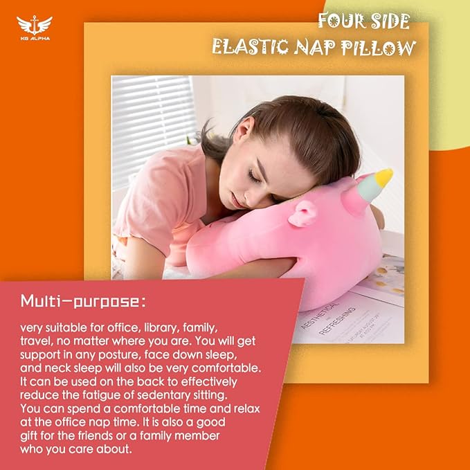Pink Unicorn Plush Stuffed Cute Napping Toy Pillow for Kids Girls, Kawaii Toys Throw Pillow Doll Gift for Girlfriend, Office Neck Pillow for Cervical Pain Relief