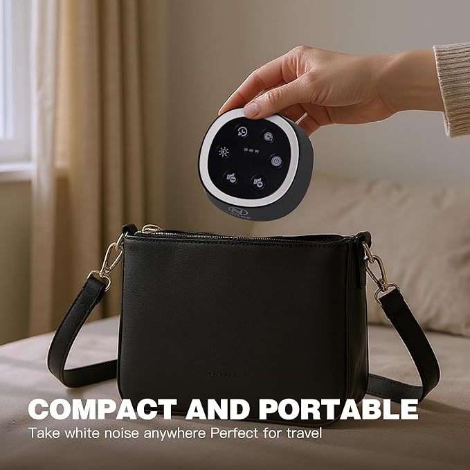 White Noise Machine for Baby Kids & Adults 24 Soothing Sounds Cry Sensor Night Light Rechargeable via Type-C Timer & Memory Portable Sleep Sound Device
