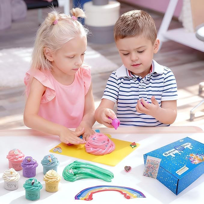 45 Pack Butter Slime Kit for Kids, Holiday Making Bulk Scented Slime Charms Party Favor, DIY Putty, Soft & Non-Sticky, Stress Relief Toy for Girls and Boys Age 4-12, Birthday Advent Calendar