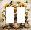 Decorative Outlet Covers Rustic Vintage Sunflower Bouquet Butterfly 2 Gang Double GFCI Rocker Electrical Wall Panels Light Switch Cover Plate for Farmhouse Cabin Decor