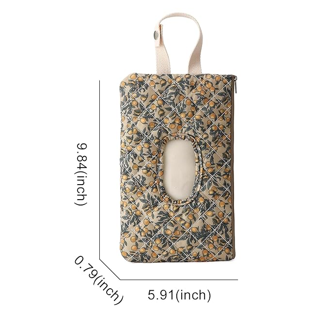 Quilted Baby Diaper and Wipes Pouch Portable Mommy Bag for Stroller Reusable Wipes Pouch with Lanyard for Casual Travel (Beige+Beige)